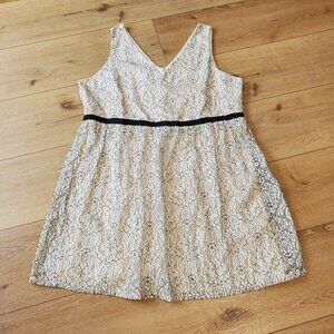 Love Crazy Womens Dress Plus Size 26 Lace Overlay Lined Zip Ivory Black (4X) New